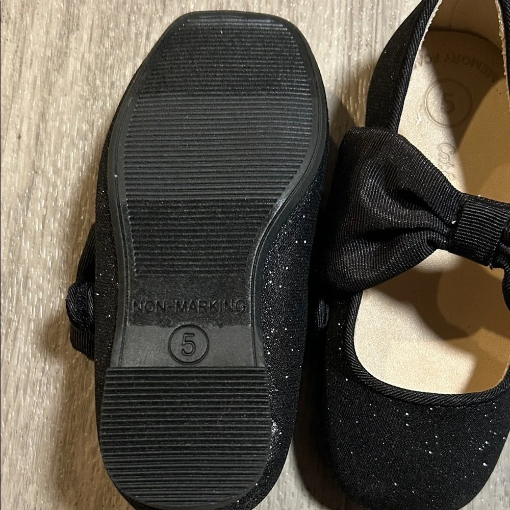 Cat & Jack Sparkly Black Kids Dress Shoes with Bow
